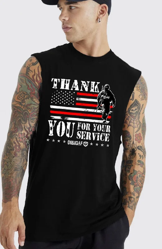 Men's Shirts with Appliqué DetailsThank You for Your Service Muscle Shirt