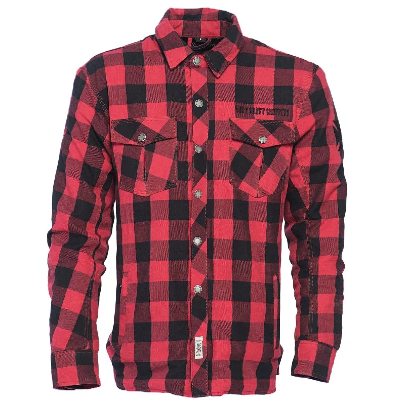 Men's Pattern-Clashing Shirts for Bold FashionWCC - DOMINATOR KEVLAR RIDING FLANEL SHIRT - RED/BLACK