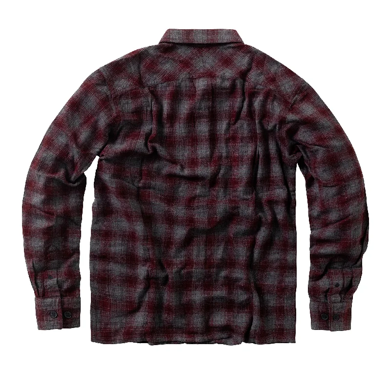 Casual Men's Button-Down ShirtsWCC RIGID FLANNEL - BURGUNDY/GREY