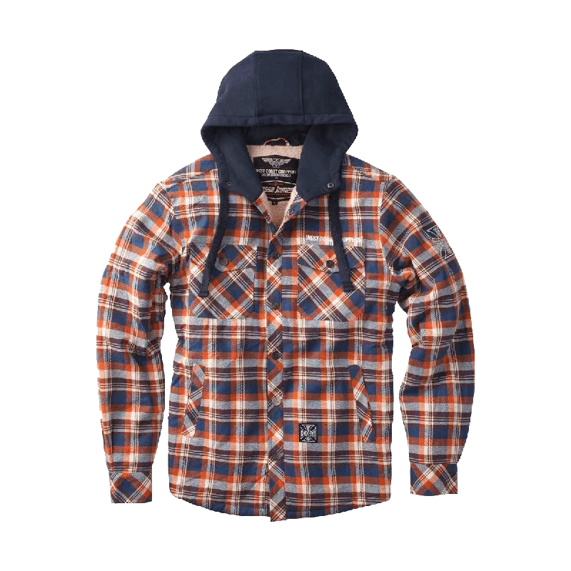 Men's Insulated Shirts for Cold WeatherWCC SHERPA LINED FLANNEL JACKET - BROWN/ORANGE