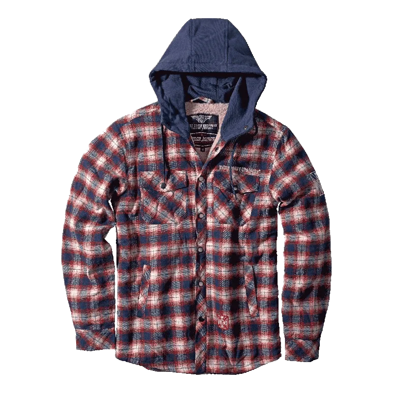 Men's Sleeveless Shirts for Summer ComfortWCC SHERPA LINED FLANNEL JACKET - NAVY/RED