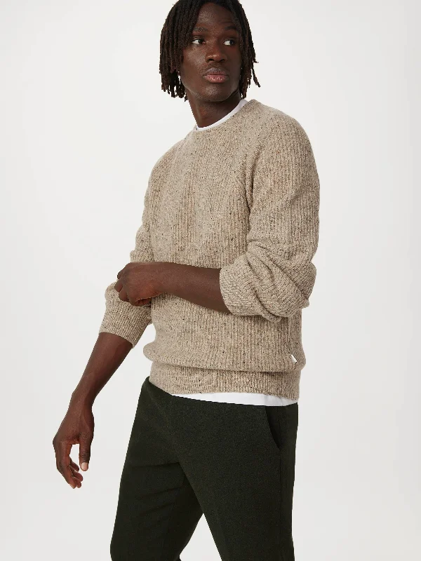 Men's Sweaters with Embroidered DesignsThe Donegal Crewneck Sweater in Light Beige