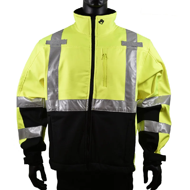 Casual Men's Bomber Jackets2W International Men's Class 3 Hi-Vis Soft Shell Jacket_Hi-Vis Green