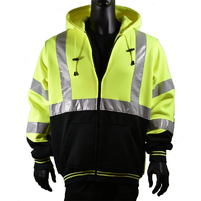 Designer Men's Hoodie Jackets2W International Men's Class 3 Hi-Vis Zip Front Hoodie