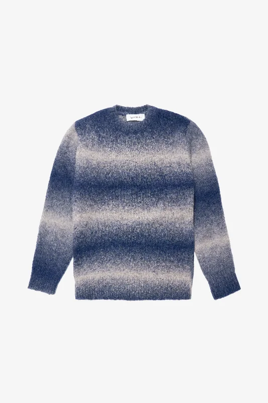 Men's Sweaters with Stand-Up CollarsALPACA ROUND NECK NAVY