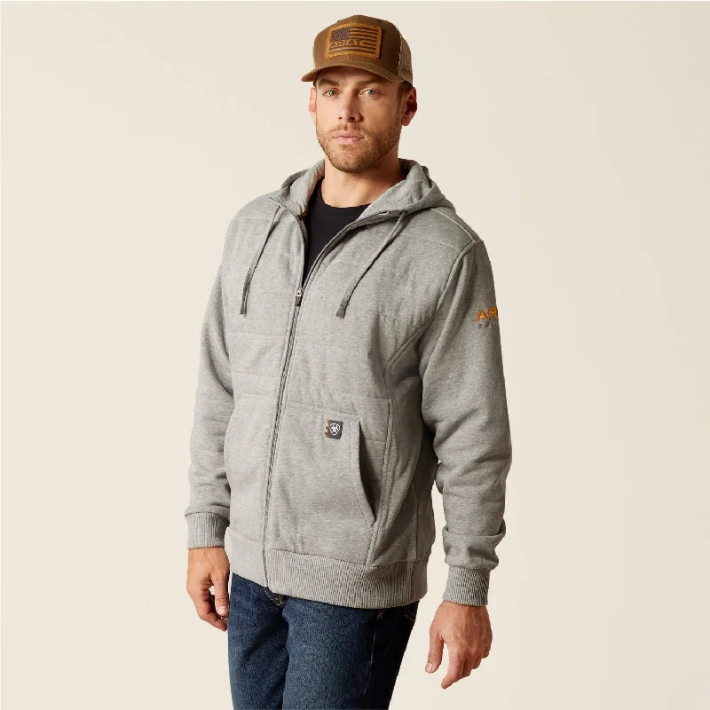 Men's Hoodies with Adjustable SleevesAriat Men's Rebar Insulated Full-Zip Logo Hoodie