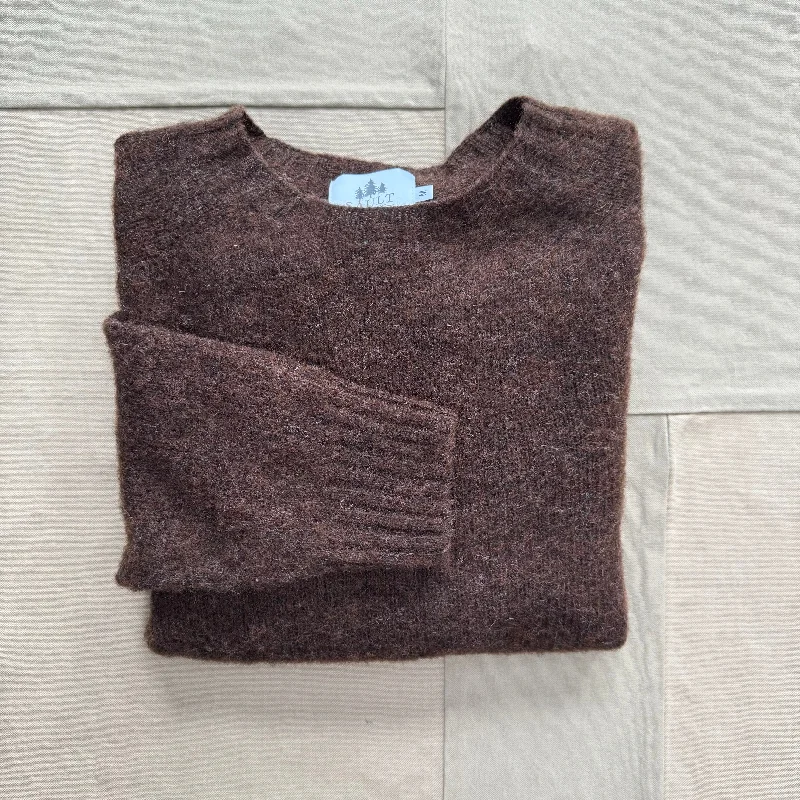 Men's Sweaters with Intarsia DesignsBrushed Wool Crew Sweater, Coffee