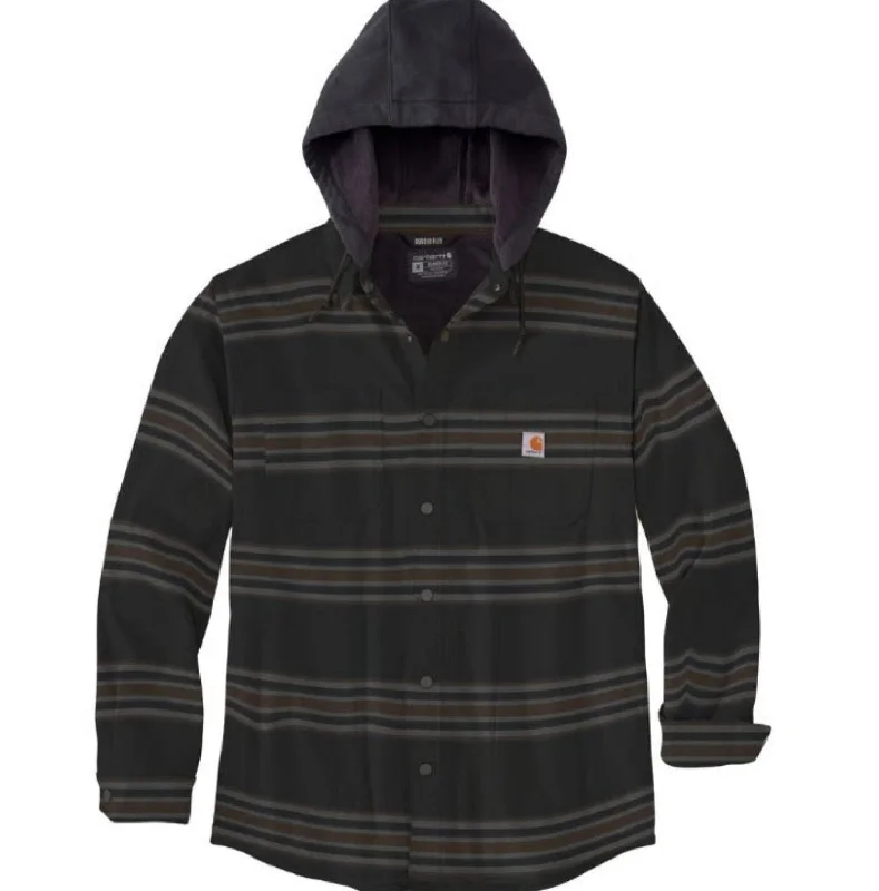 Men's Coats with Military InfluenceCarhartt Men's Flannel Fleece-Lined Snap Hooded Shirt Jac