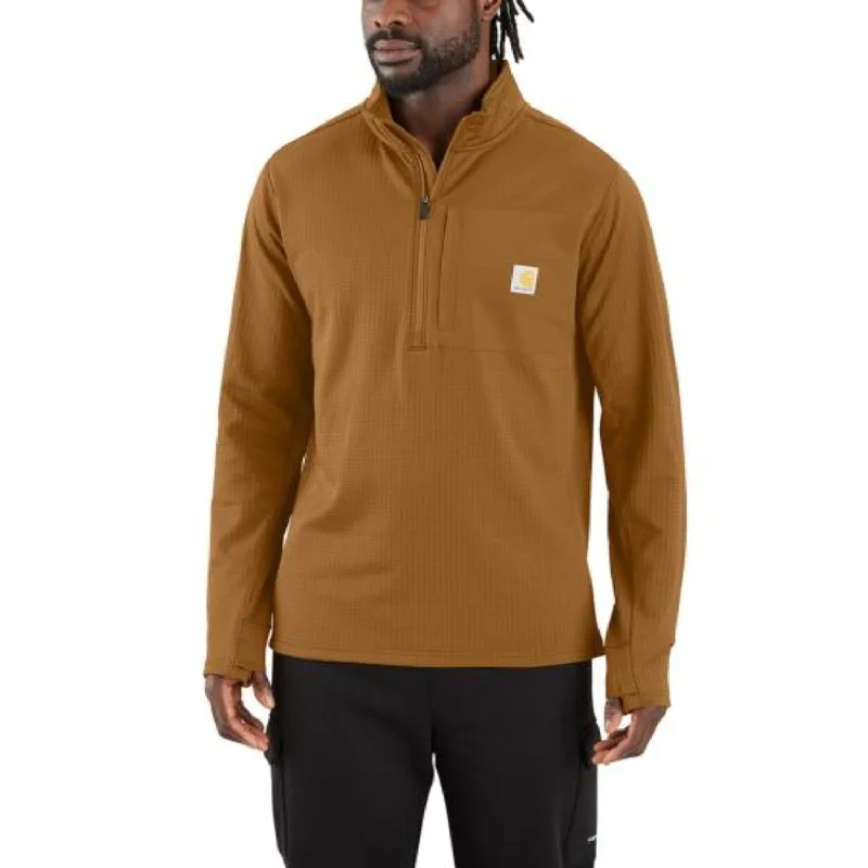 Men's Hoodies with Reinforced StitchingCarhartt Men's Force Relaxed Fit Mock Neck 1/2 Zip Long Sleeve