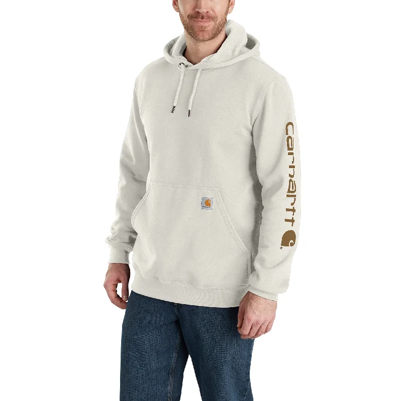 Men's Hoodies with Embroidered PatchesCarhartt Men's Signature Logo Hooded Pullover Sweatshirt_Malt