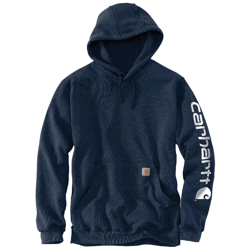 Men's Hoodies for Big and TallCarhartt Men's Signature Logo Hooded Pullover Sweatshirt_New Navy