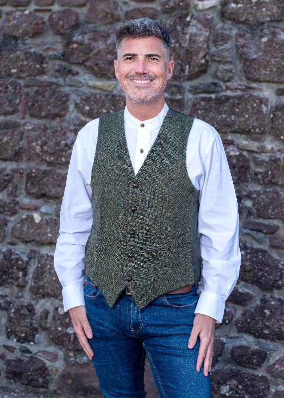 Men's Coats for Ice FishingDonegal Tweed Green Waistcoat - Hatman