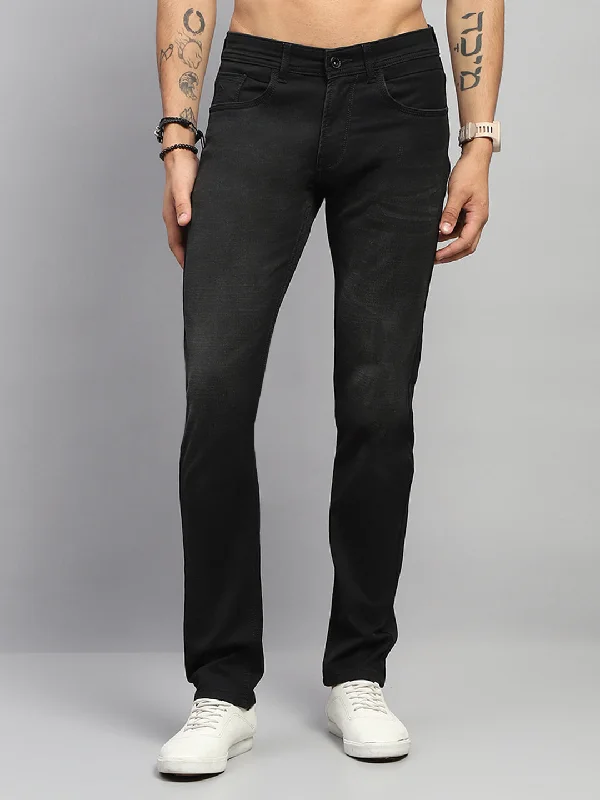 Trendy Men's JeansMen Black Solid Narrow Fit Denim