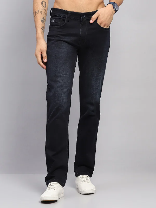 Affordable Designer Men's JeansMen Blue Solid Straight Fit Denim