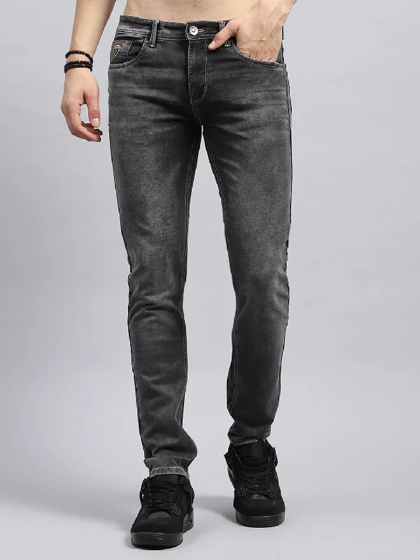 Men's Jeans for a Night OutMen Grey Solid Skinny Fit Denim