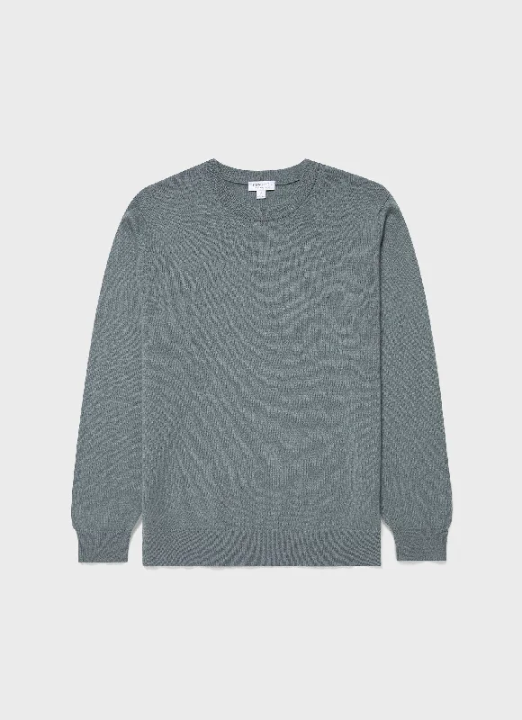 Men's Sweaters with Elastic WaistbandsMen's Cashmere Crew Neck Jumper in Smoke Green