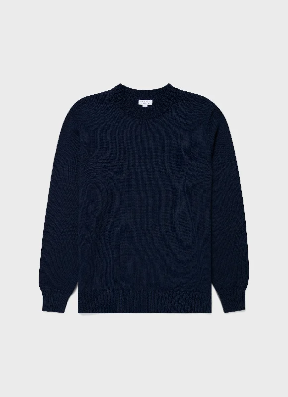 Men's Sweaters with Pleated DesignsMen's Cotton Crew Neck Jumper in Light Navy