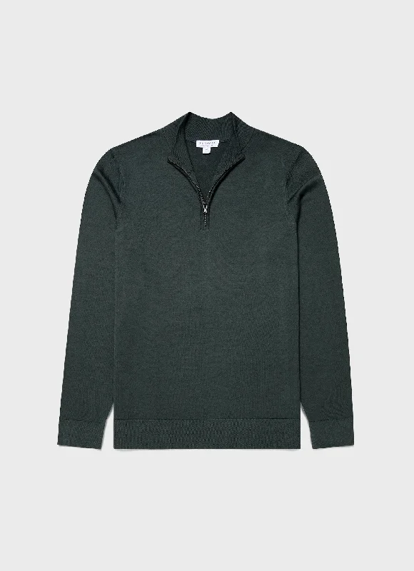 Men's Sweaters for Casual OccasionsMen's Extra-Fine Merino Zip Neck in Drill Green