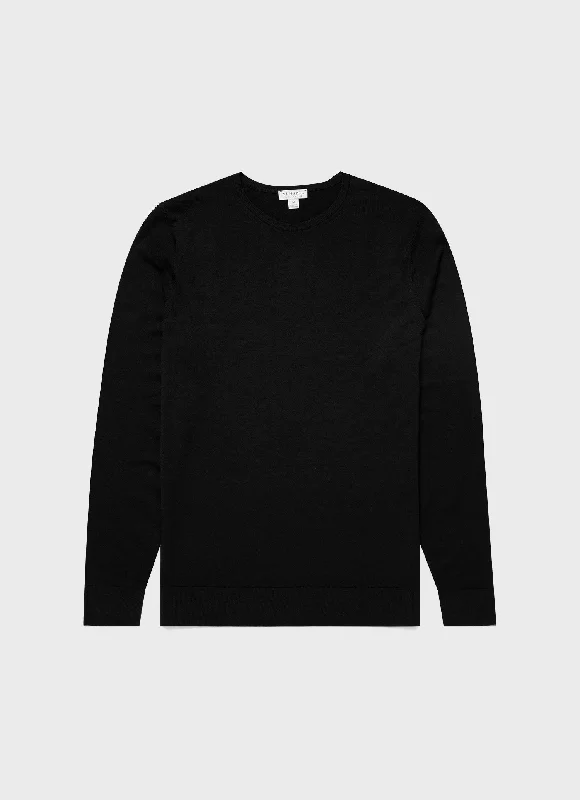 Chic Men's Cashmere SweatersMen's Extra-Fine Merino Crew Neck in Black