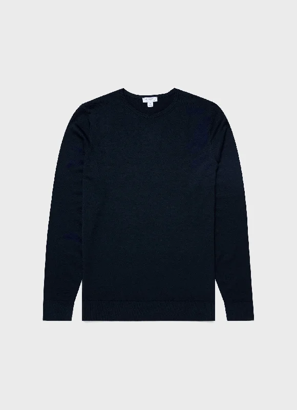 Men's Sweaters with Straight-Cut ShapesMen's Extra-Fine Merino Crew Neck in Light Navy