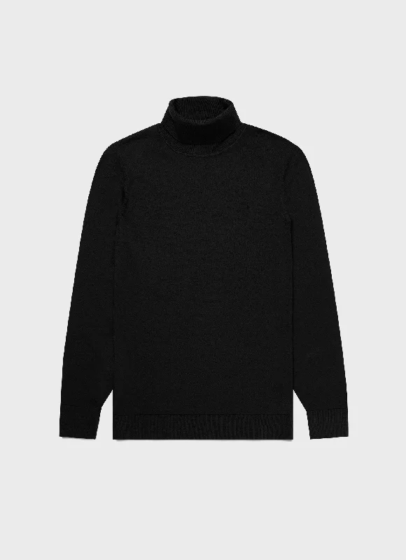 Men's Sweaters for AutumnMen's Extra-Fine Merino Roll Neck in Black