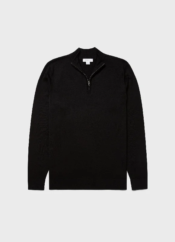 Men's Sweaters for LayeringMen's Extra-Fine Merino Zip Neck in Black