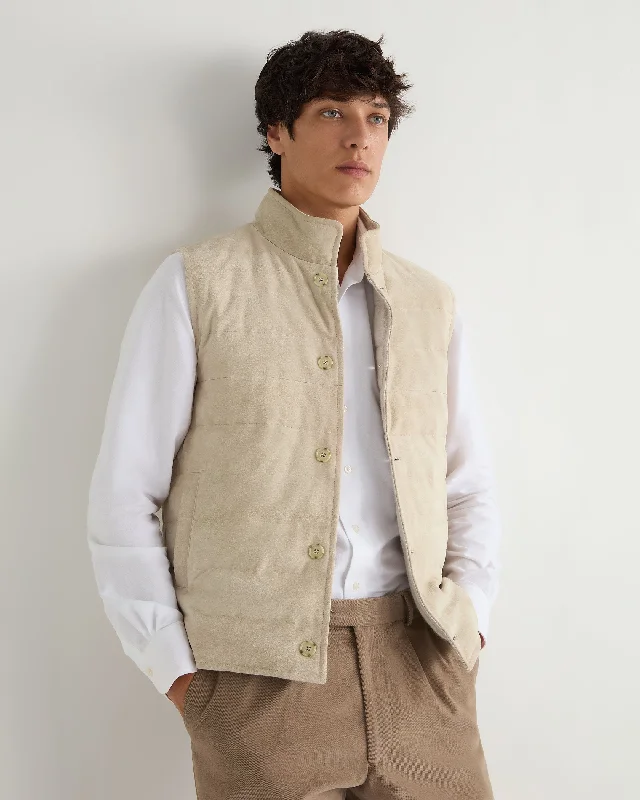 Men's Coats for BikingMen's Verbier Suede & Cashmere Gilet Ecru White