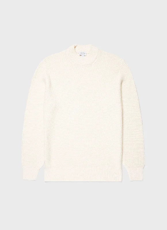 Men's Sweaters with Zippered PocketsMen's Mariner Mock Neck Jumper in Ecru