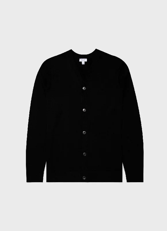 Men's Sweaters with Pockets and ZippersMen's Extra-Fine Merino Cardigan in Black