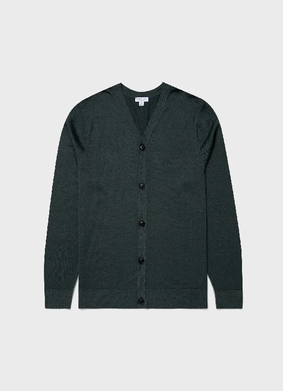 Men's Sweaters with Tapered ShapesMen's Extra-Fine Merino Cardigan in Drill Green