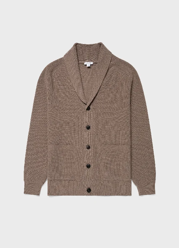 Men's Sweaters with Asymmetrical HemlinesMen's Shawl Neck Cardigan in Sandstone