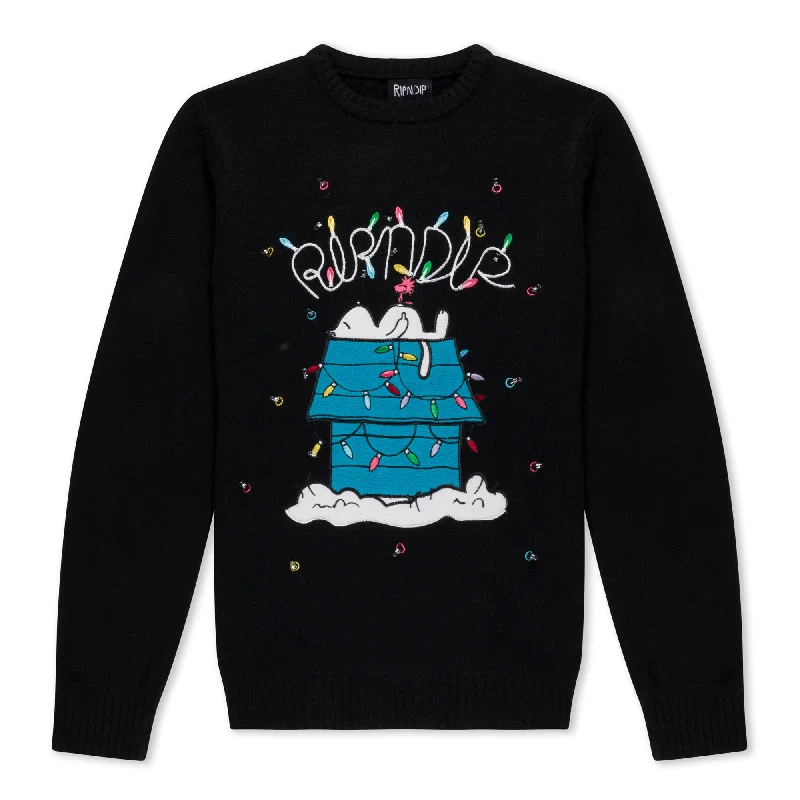 Men's Coats for SnowshoeingNerm Christmas Light Up Knit Sweater (Black)