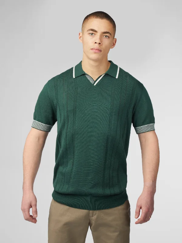 Versatile Men's Zip-Up SweatersSignature Open Neck Polo - Green