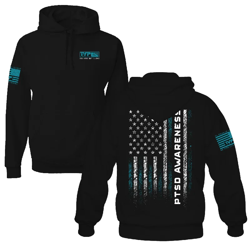 Men's Hoodies with EmbroideryPTSD Awareness Flag - Hoodie