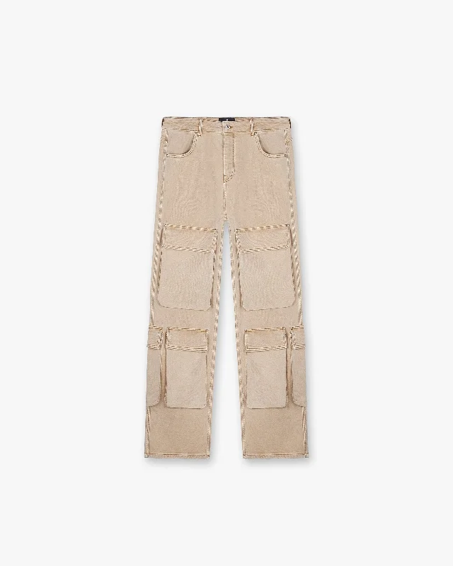 High-Quality Ripped Men's JeansR3Ca Cargo Denim - Dirt Cashmere