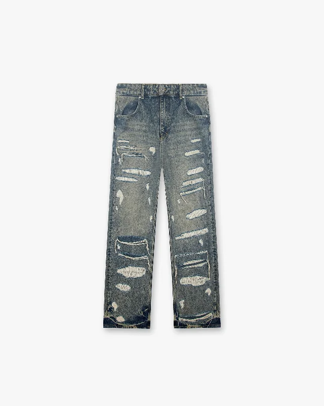 Workwear Men's JeansR3D Double Destroyer Baggy Denim - Blue Cream