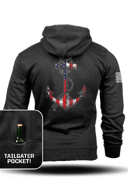 Men's Hoodies with Contrast Fabric PanelsAnchor Flag - Tailgater Hoodie