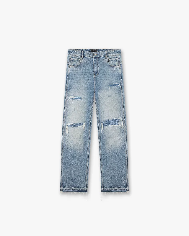 Men's Jeans in Unique PatternsRepresent X End R3 Baggy Destroyer Denim - Mechanical Blue