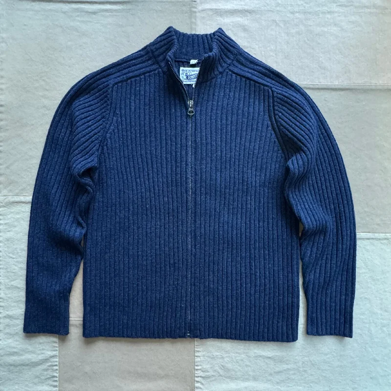 Men's Sweaters for Casual OccasionsRibbed Knit Track Jacket, Navy