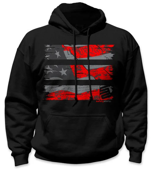 Men's Hoodies with Wind-Resistant FabricSafetyShirtz Men's Stealth Old Glory Hoodie_Black/Red