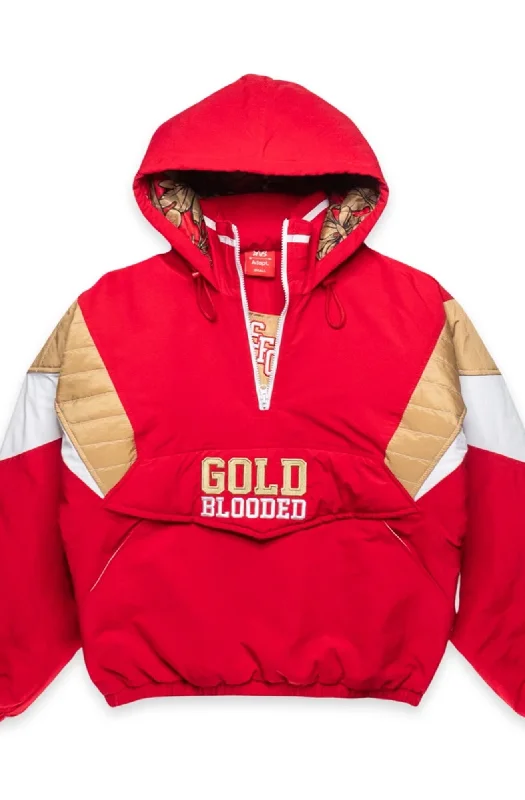 Men's Coats for Dressy OccasionsSAVS x Adapt :: Gold Blooded SFC (Men's Red/Gold Stadium Jacket)