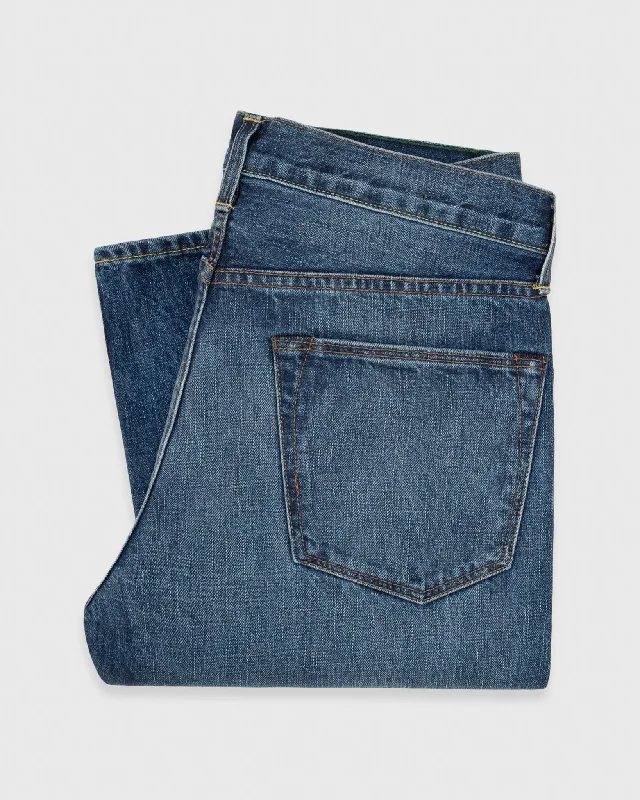 Men's Jeans with Functional PocketsSlim Straight Jean in Japanese Selvedge Deep Indigo Denim