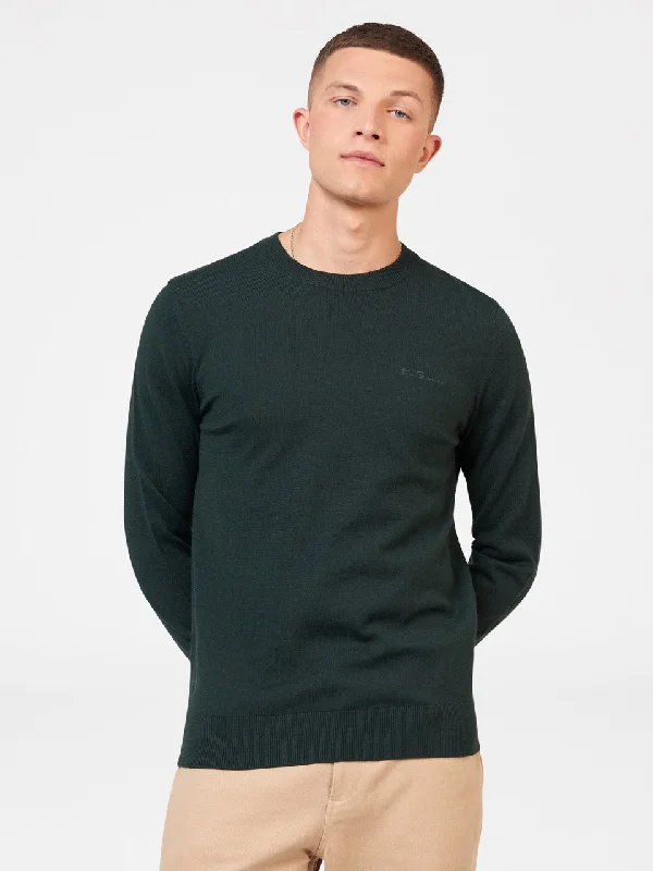 Men's Sweaters with Fair Isle PatternsSignature Merino Crewneck Sweater - Dark Green