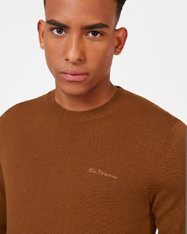 Men's Sweaters with Belt LoopsSignature Merino Crewneck Sweater - Utility Brown