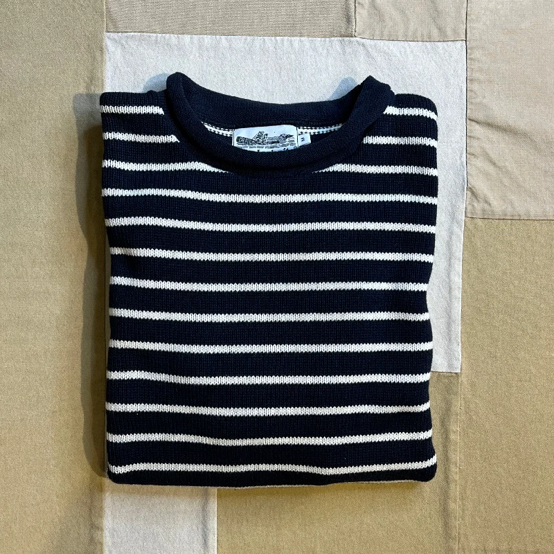 Men's Sweaters with Contrast TrimNantucket Striped Roll Neck Sweater, Navy/Natural Stripe