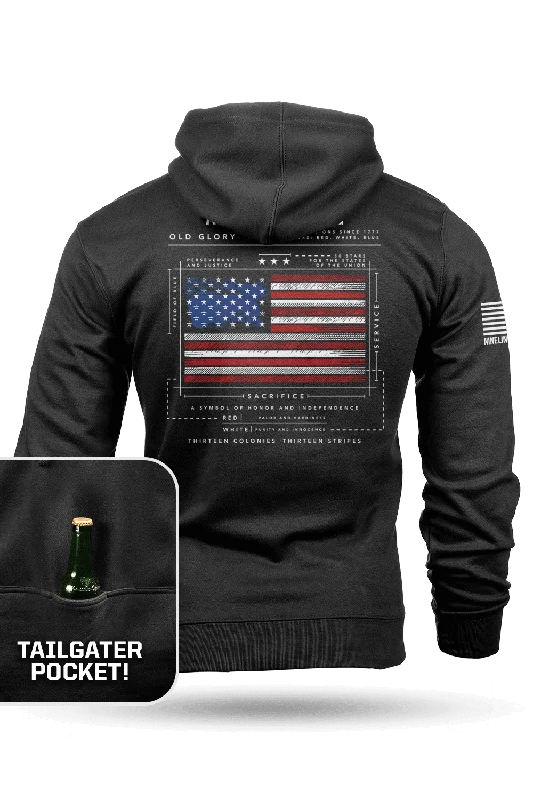 Men's Hoodies with Hidden PocketsAmerican Flag Schematic - Tailgater Hoodie