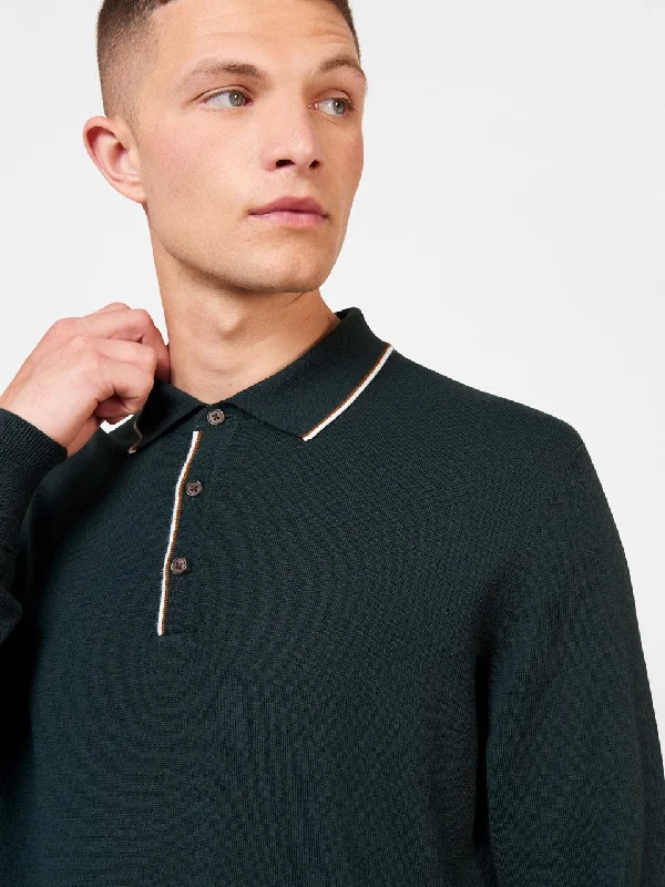 Men's Sweaters with Elastic WaistbandsTipped Merino Knit Sweater Polo