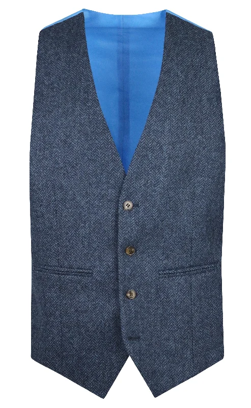 Men's Coats with Down InsulationTorre Blue Herringbone Waistcoat Colt 320