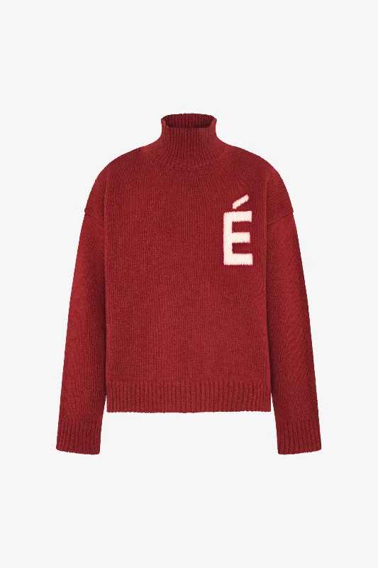 Men's Sweaters with Flat-Front DesignsTURTLE NECK RED