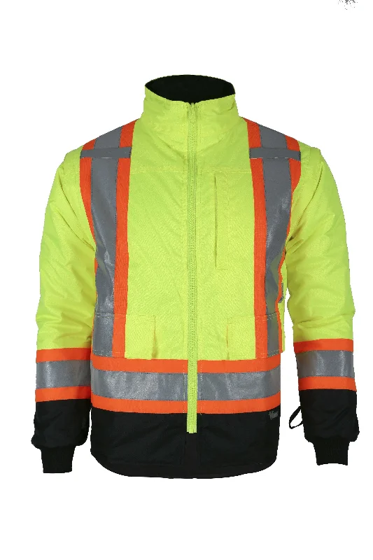 Cool Men's Pea CoatsViking Men's Handyman® Waterproof Class 1 Hi-Vis 7-in-1 Rain Jacket_Hi-Vis Green